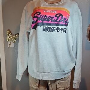 Superdry Retro Gray and Pink Crewneck Sweater